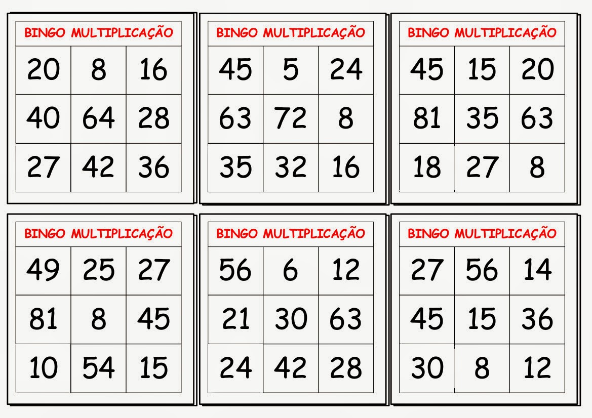 BINGO DA MULTIPLICAÇÃO - MINIONS