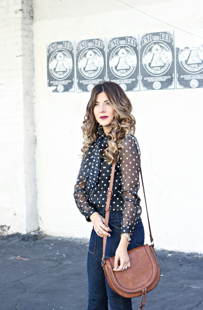 polka dot bow tie blouse