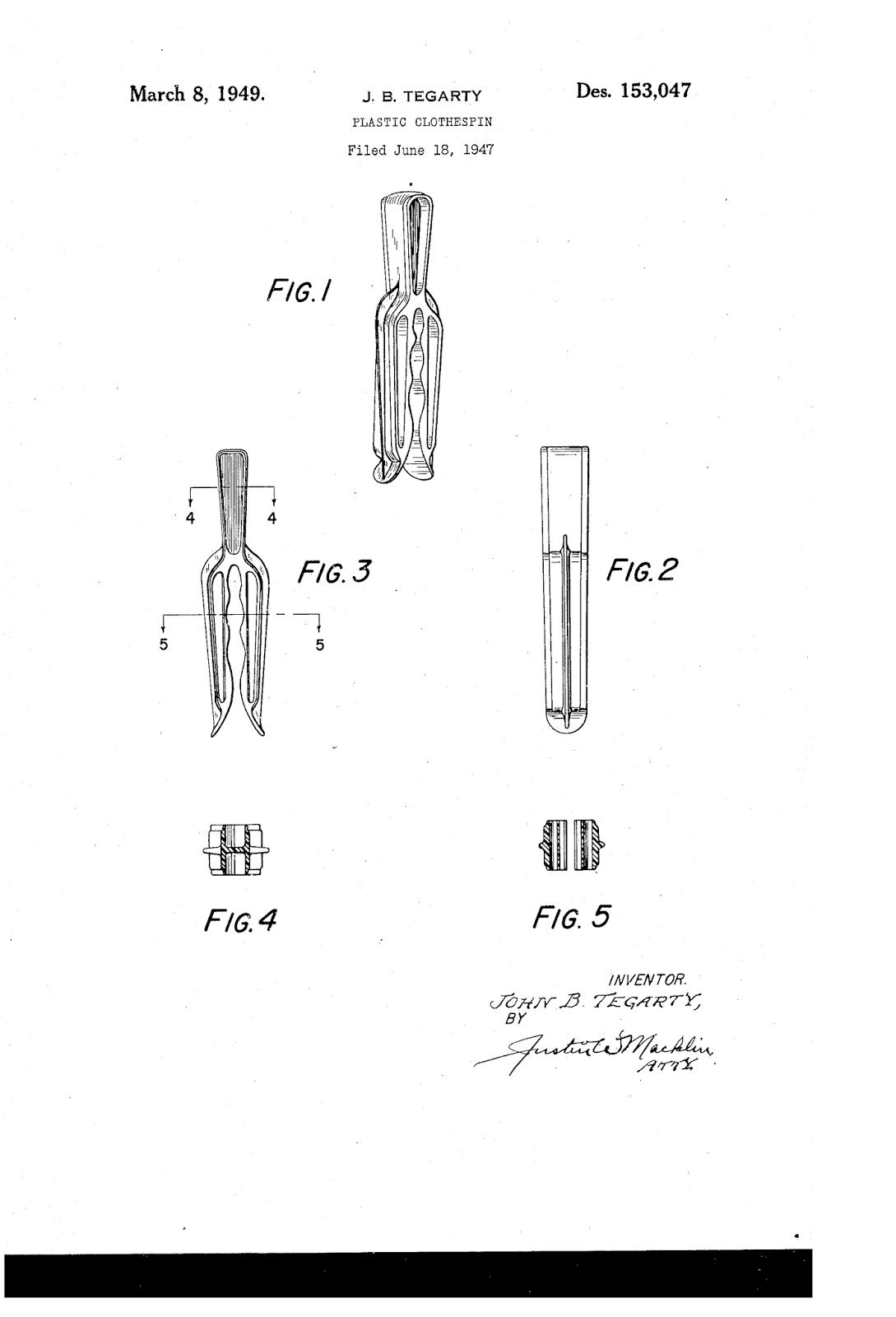Vintage Clothespins Patent Drawings