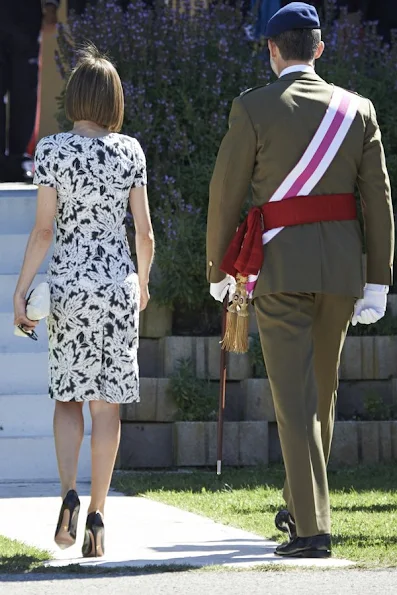 King Felipe of Spain and Queen Letizia of Spain attended the new Royal Guards Flag Ceremony at the 'El Rey' Military Barrack