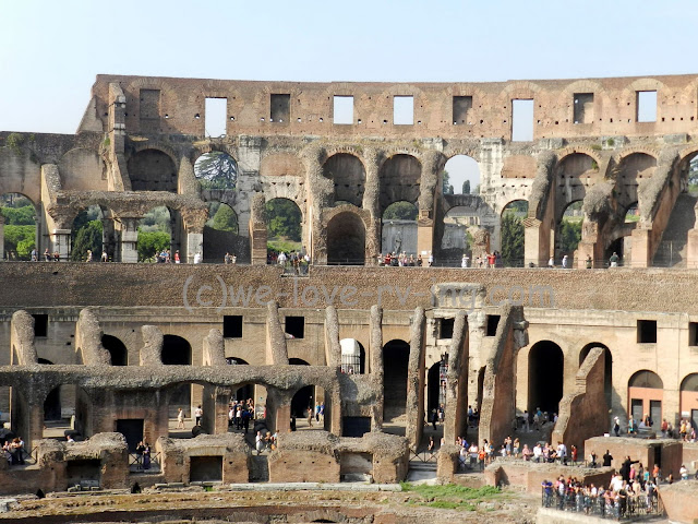 We are able to see the inside of the ruins of the Colosseum in Rome
