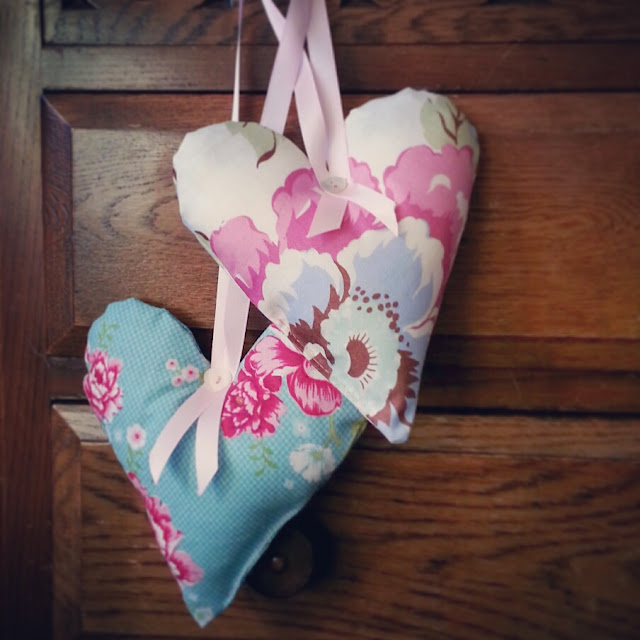 Tilda and Amy Butler fabric hearts