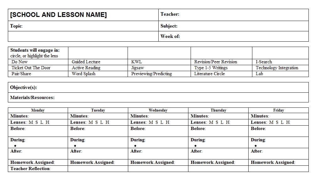 downloadable lesson plan template