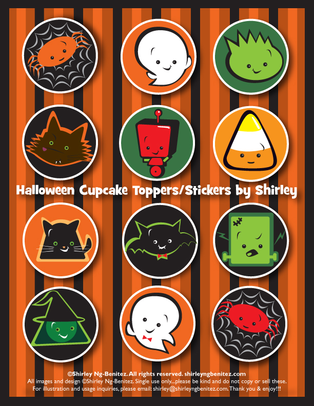 Halloween Cupcake Toppers at We Love to Illustrate