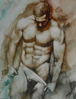 MALE DRAWING ART BLOG : CHRIS LOPEZ DRAWING AND PAINTING WATERCOLOUR  ON PAPER 2010