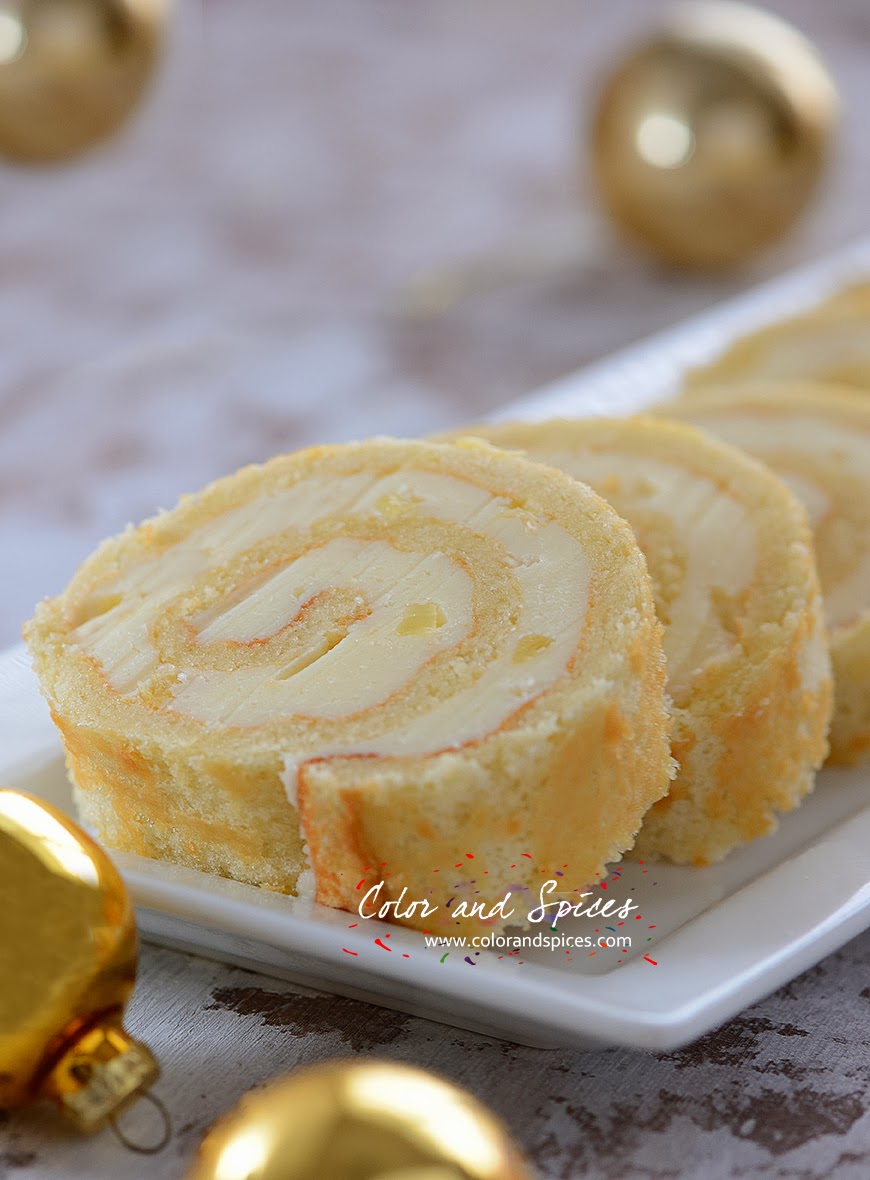 Color and Spices Swiss roll...with pineapple & buttercream filling