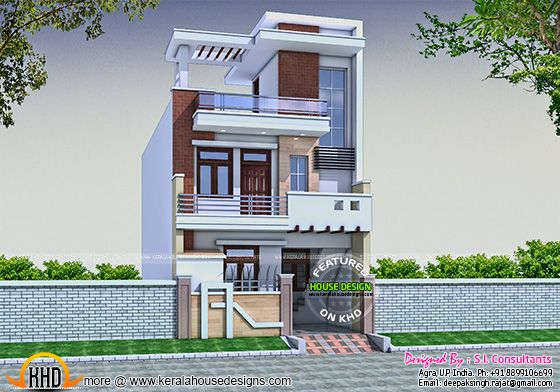 Elegant Front View Of House Design In India