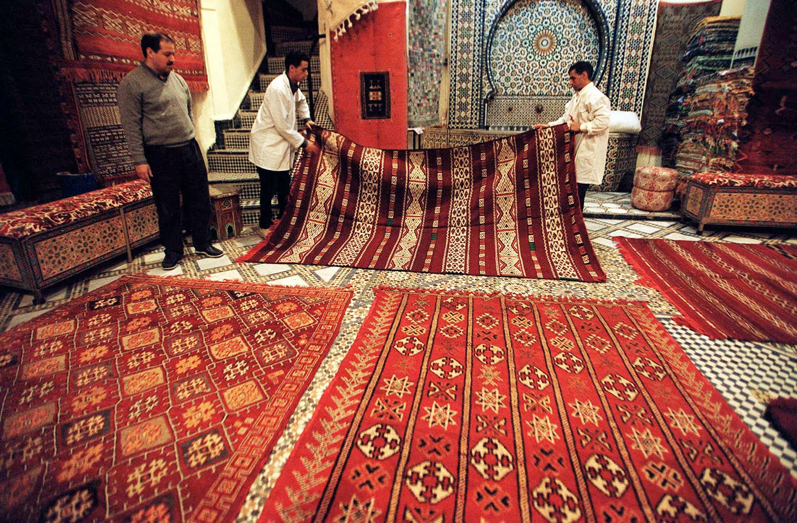The View From Fez Ing Moroccan Carpets In A Typical Fez Carpet Showroom