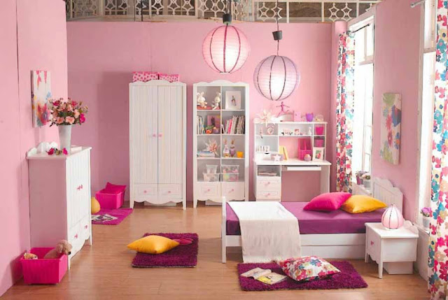 Kamar Tidur Anak Warna Pink Minimalis