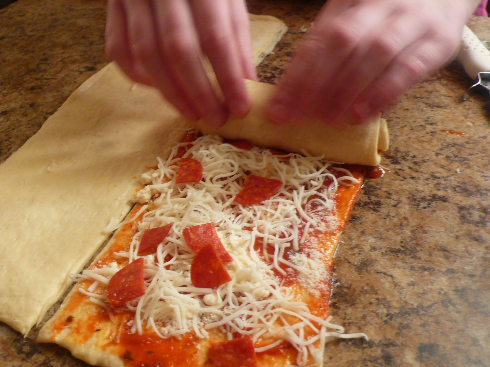 Joyously Domestic: Crescent Roll Pizza Roll-Ups (My Kids in the Kitchen)