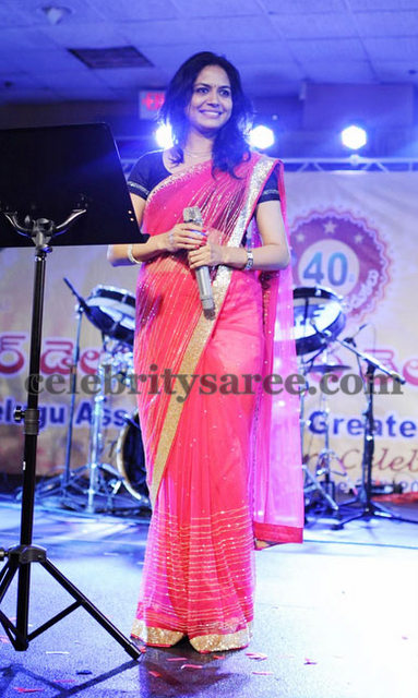 Singer Sunitha in Shimmer Saree