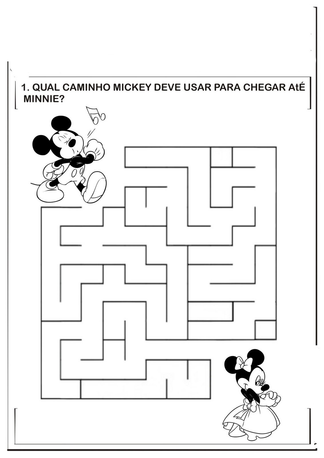 imagens labirintos do mickey e outros pintar Desenhos Preto e Branco labirintos do mickey e outros Colorir