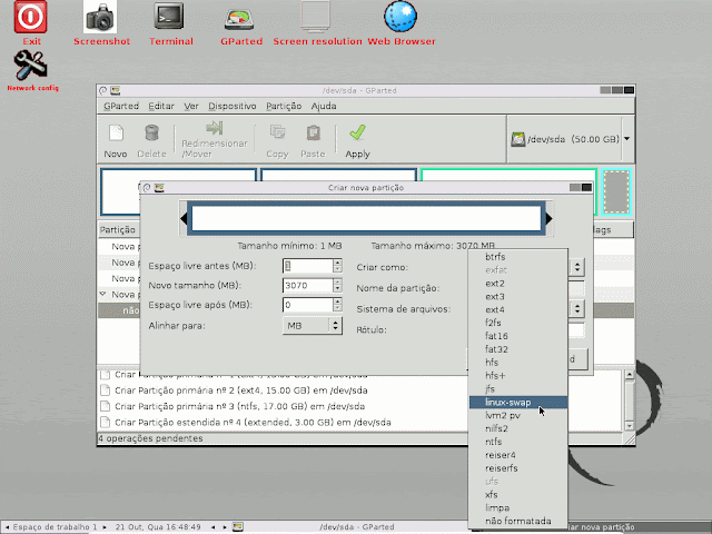 Criando partição Swap
