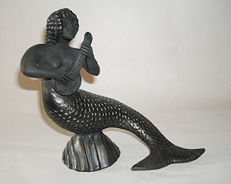 Oaxacan Black Pottery - Mermaid Playing Banjo