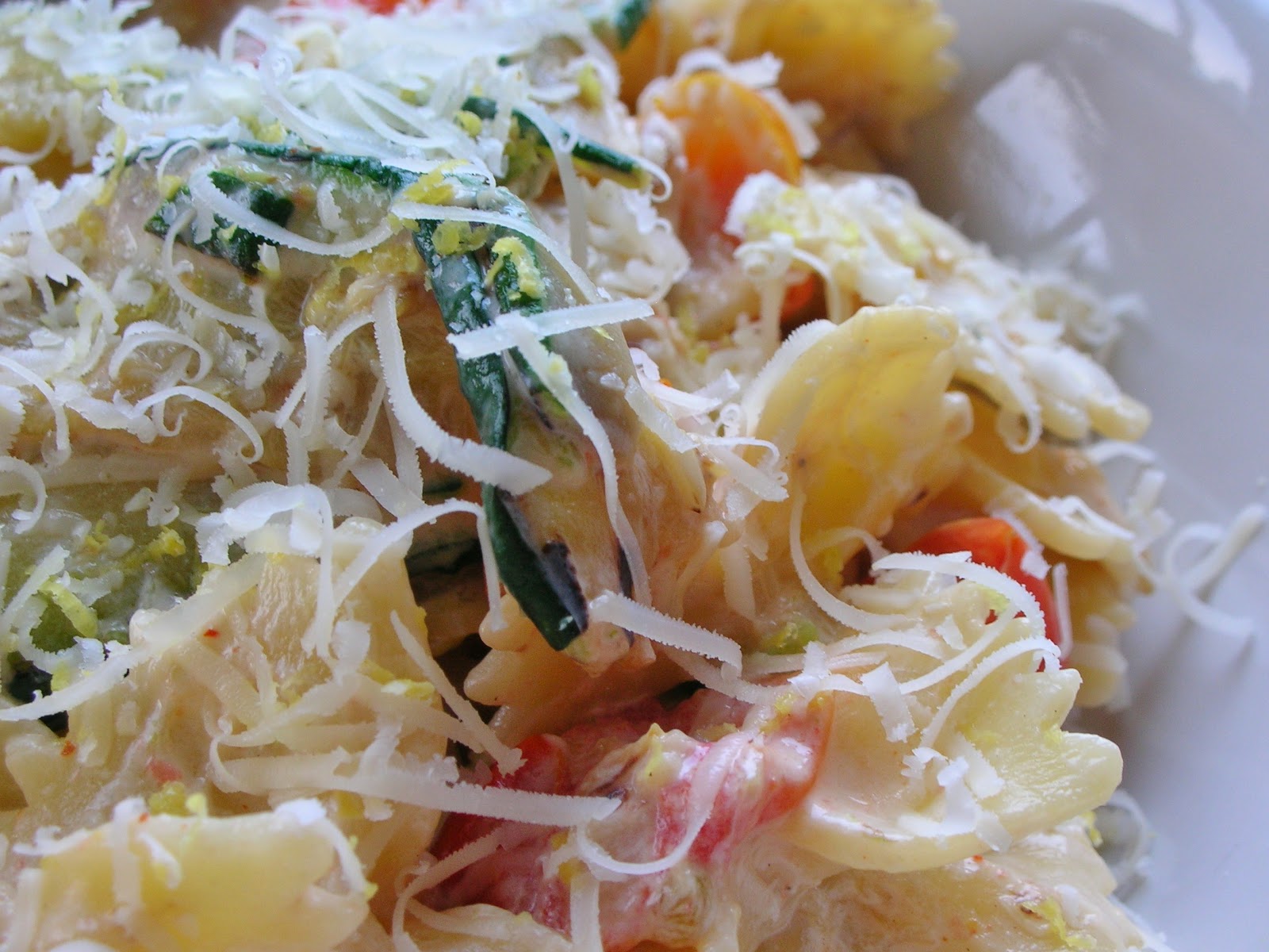 Basil Pasta with Zucchini, Tomatoes and Creamy LemonYogurt Sauce