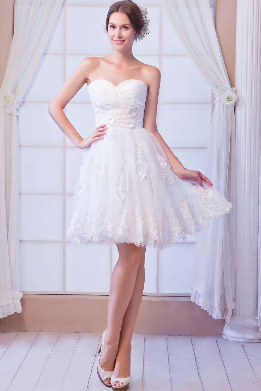 Alanre Deep Scallop Appliques Lace Short Sleeve Plus Size Beach Wedding Dress For Bride At Amazon Women S Clothing Store