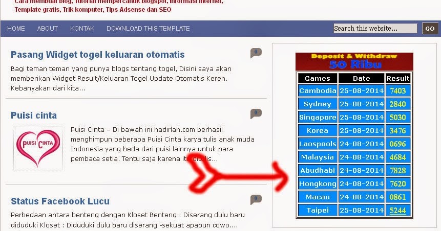 Blog's Mas Dewa: Pasang Widget Togel Keluaran Otomatis