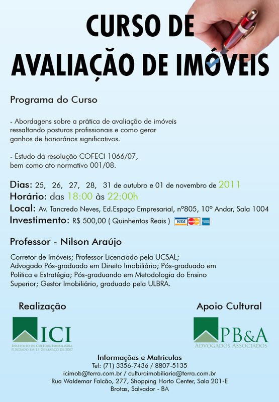 Curso de avaliacao de imoveis
