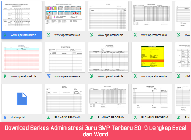 Download Berkas Administrasi Guru SMP Terbaru 2015 Lengkap Excel dan Word