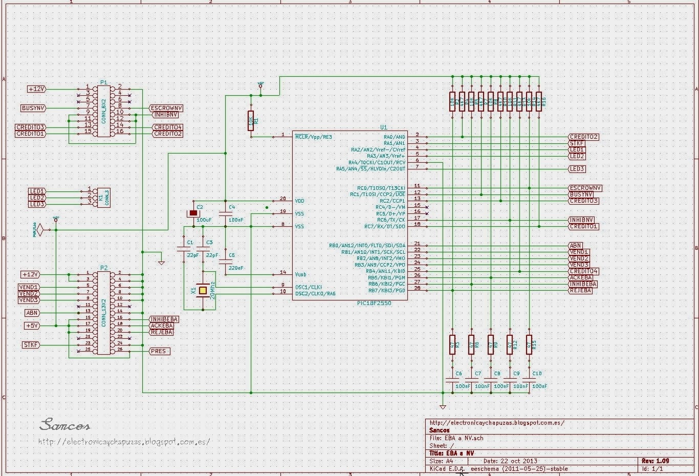 Esquema NV10 a EBA11 NV10 to EBA11 diagram