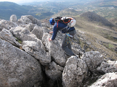 Scrambling on Penon de la Mata in Spain