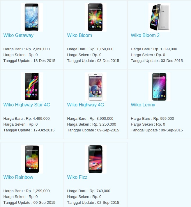 Daftar Harga Hp WIKO Februari 2016 Daftar Harga Hp WIKO Februari 2016