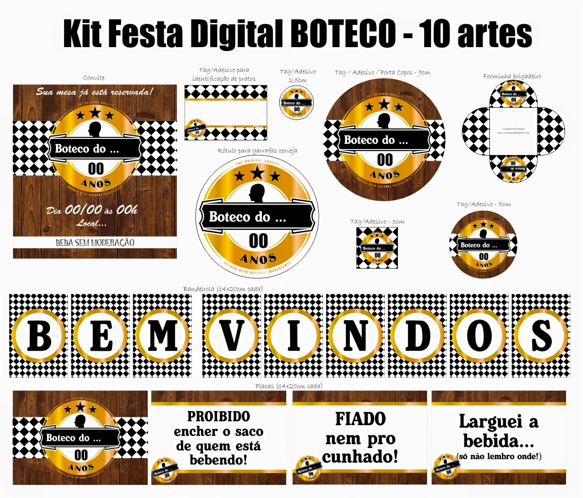 Criadora de Festas Kits Festa Boteco! Aparador Livro Xadrez ~ Criadora de Festas Kits Festa Boteco!