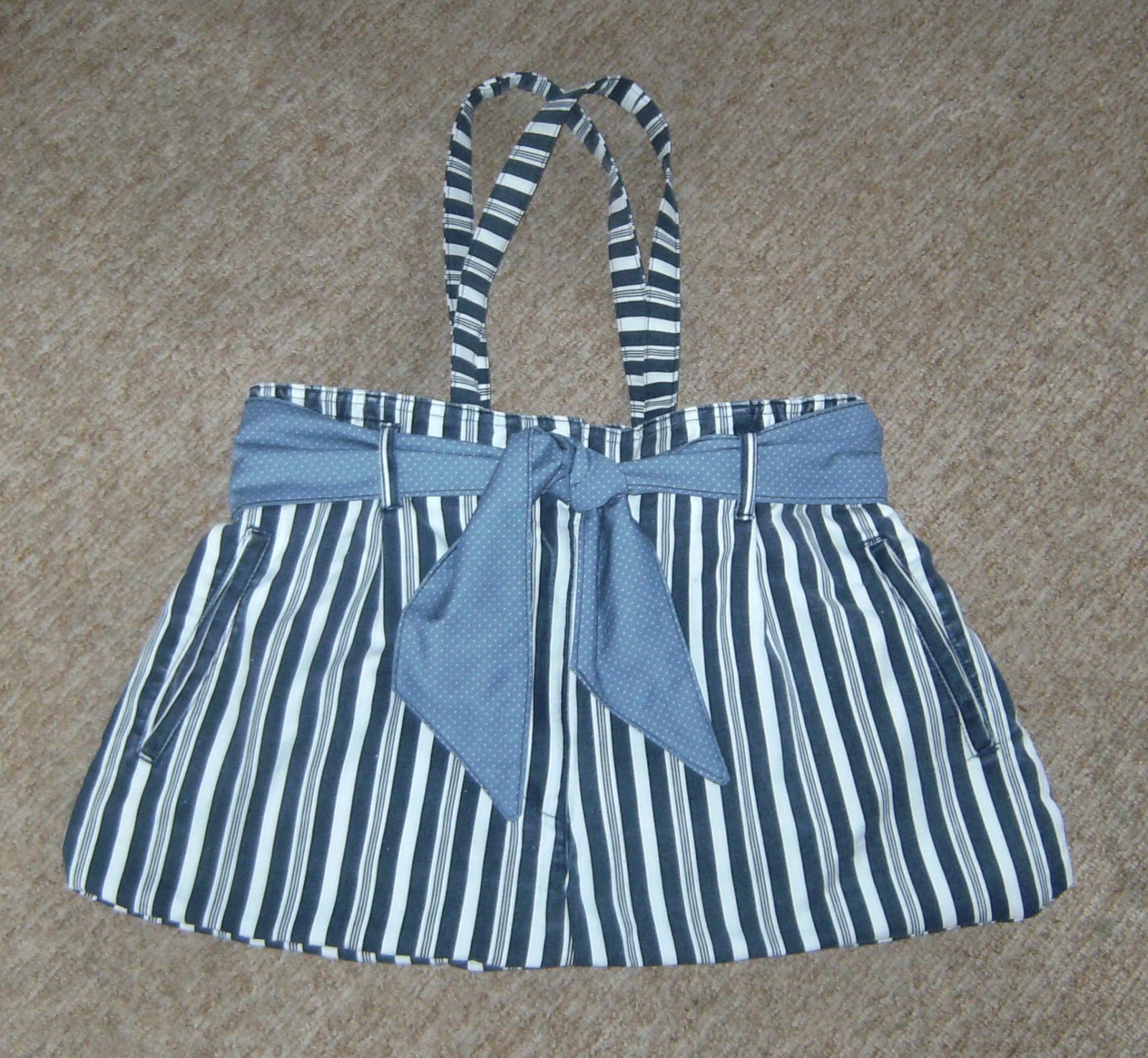 Refashion Coop Stripy shorts bag a quick howto