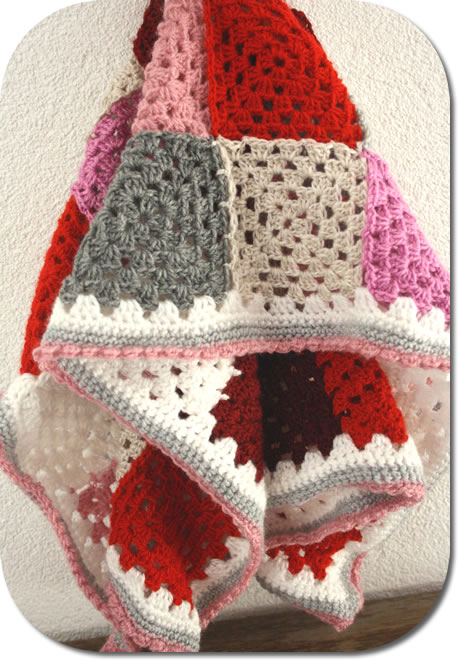 Pink red grey granny square blanket Pink red grey granny square blanket