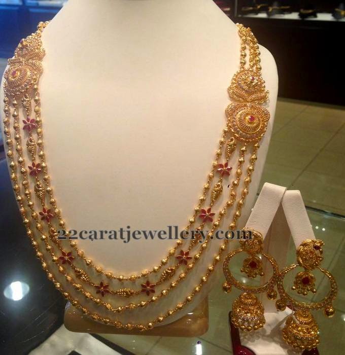 Gold Balls Floral Chain with Chandbalis Jewellery Designs