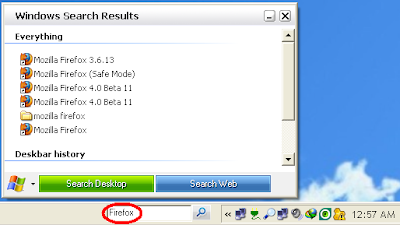 Desktop Search Results for Query Firefox in Flyout Pane