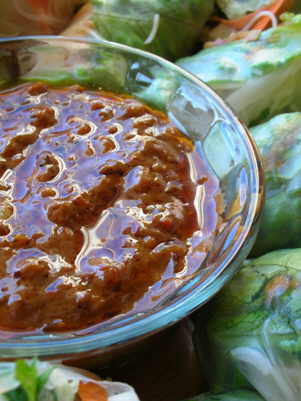 Basil Spring Rolls with Spicy Peanut Sauce