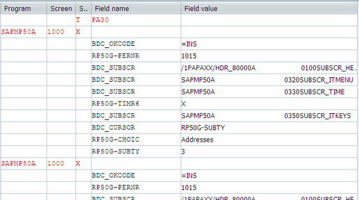 BDCDATA structure BDCDATA structure
