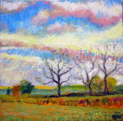 Autumn landscape by Bee Skelton autumn landscape painting, landscape on canvas, big sky painting, acrylic on canvas, art for sale,