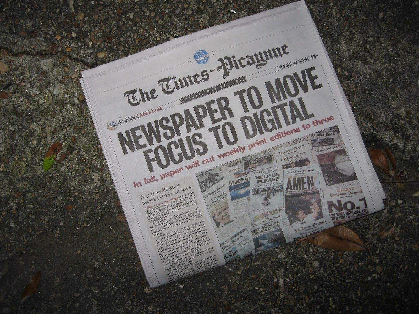 New Orleans Outdoor Companion TimesPicayune (NO) will stop daily