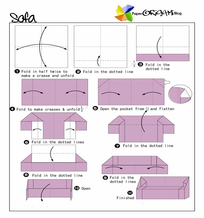 Furnitures Origami A Sofa Paper Origami Guide
