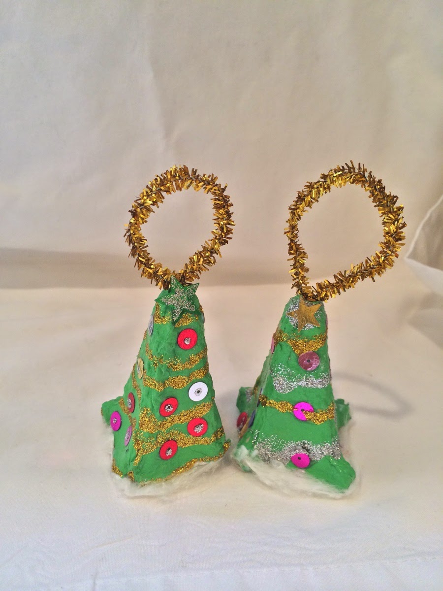 Preschool Crafts for Kids* Egg Carton Christmas Tree Ornaments Craft
