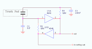 Toggle Touch Switch Using Two Inverter Gates 