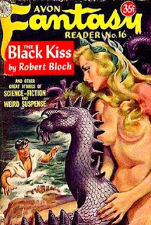 A naked blonde woman, with hair draped over nipples, and a dragon like lizard covering her crotch