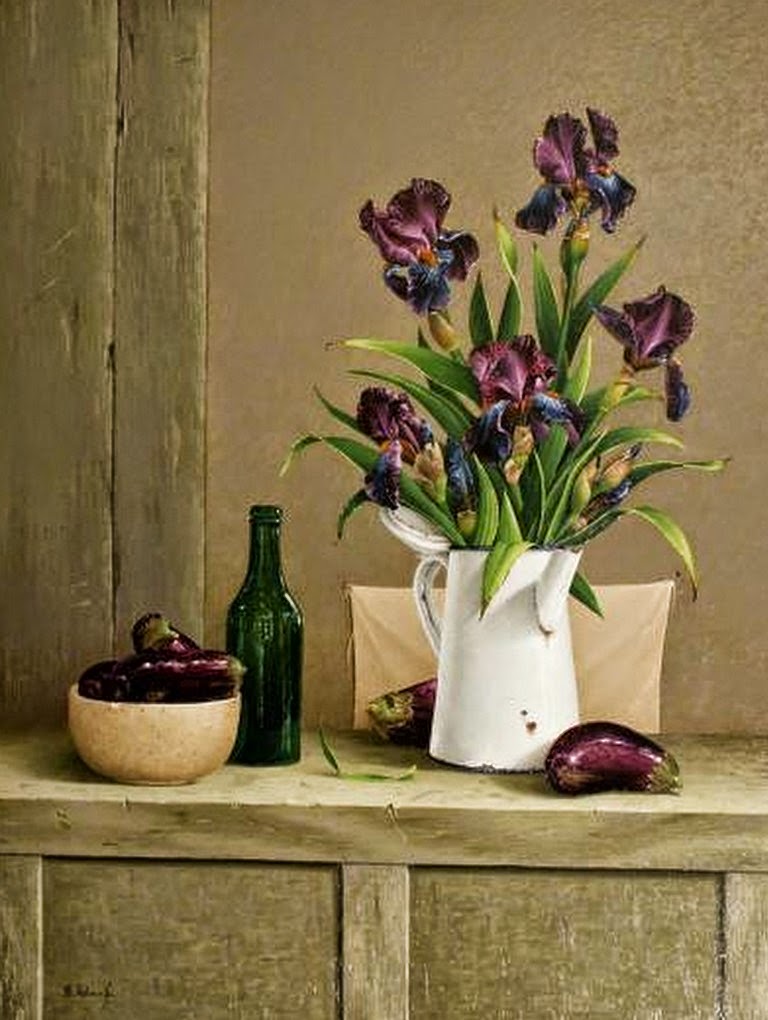 pinturas-decorativas-de-jarras-con-flores-oleos bodegones-de-flores-realistas