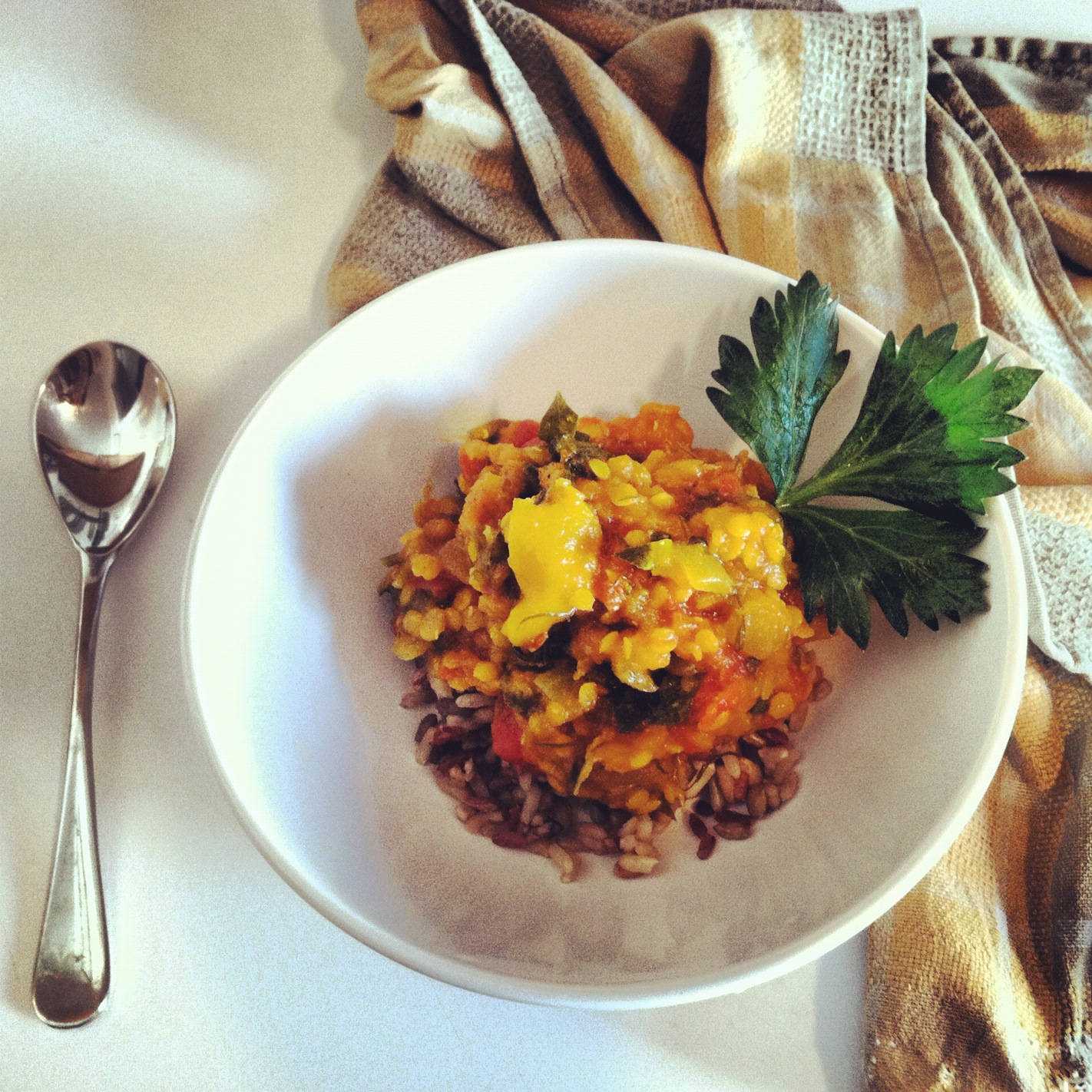Pumpkin Lentil Stew with Fennel and Swiss Chard