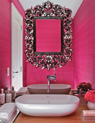 Bricolage e Decoração Parede Decorada com Espelhos Refletindo continuidade -> Cuba Para Banheiro Rosa Bricolage e Decoração Parede Decorada com Espelhos Refletindo continuidade -> Cuba Para Banheiro Rosa
