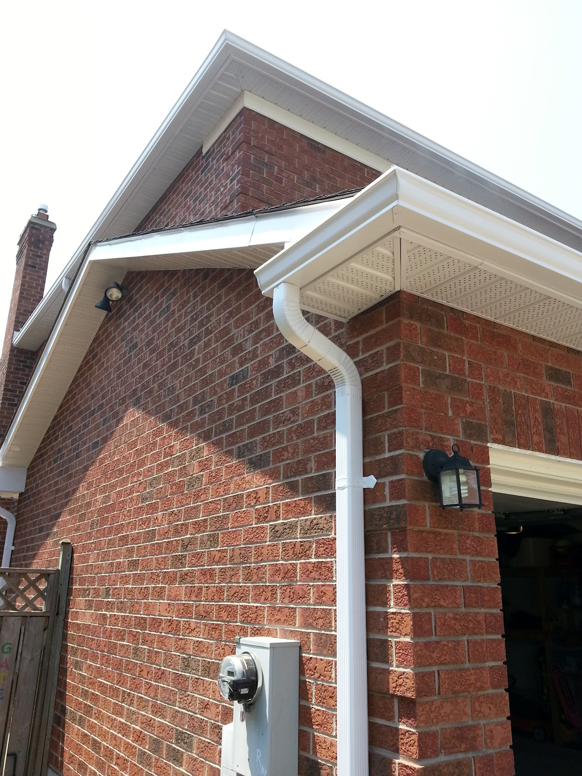 Eavestrough (gutter), soffit and fascia, leaf guard and wall flashing