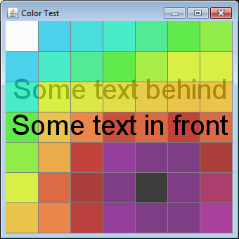 Java Color Chart