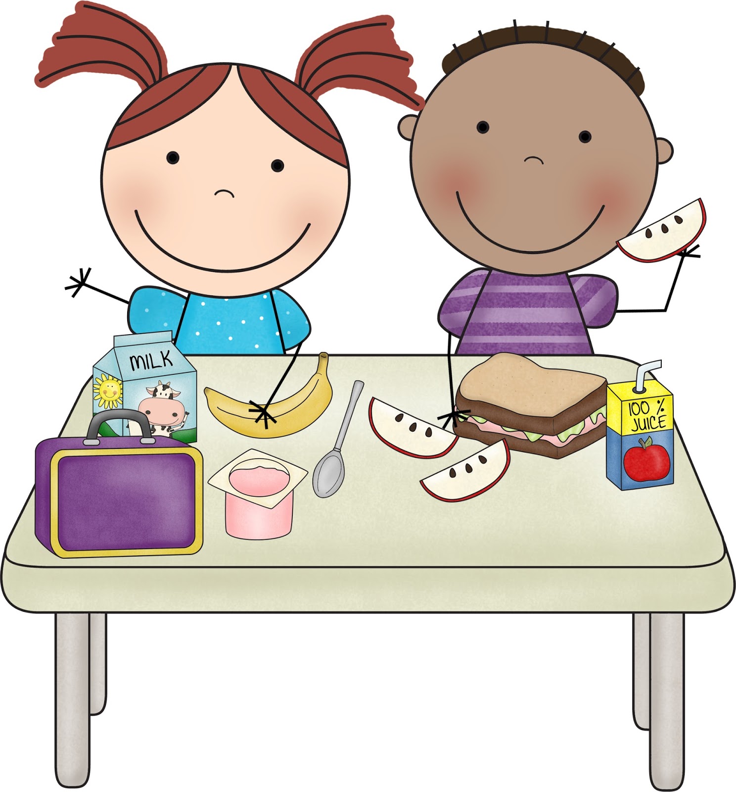 Image result for children eating lunmch clipart