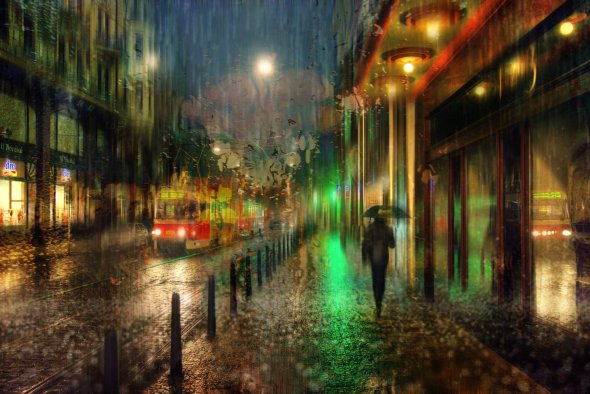 As fotografias de chuva nas cidades que parecem pinturas impressionistas de Eduard Gordeev Eduard Ed Gordeev fotografia como pinturas de aquarela impressionista de cidades na chuva melancolia luzes noite