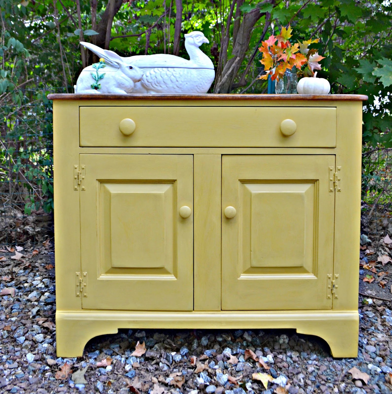 Heir and Space A Vintage Cupboard in Buttercream Yellow