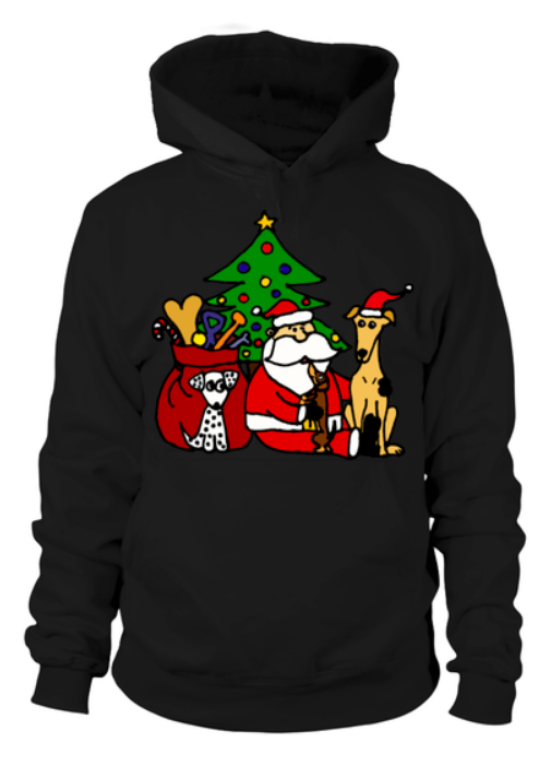 SANTA CLAUS AND DOGS CHRISTMAS ART 60% DISCOUNT T SHIRT