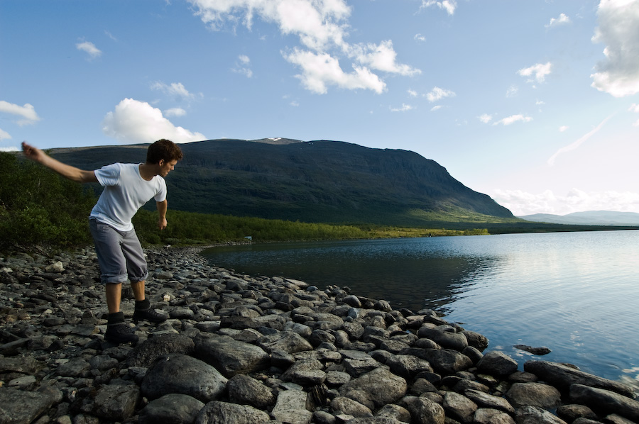 Rocks skimming the water