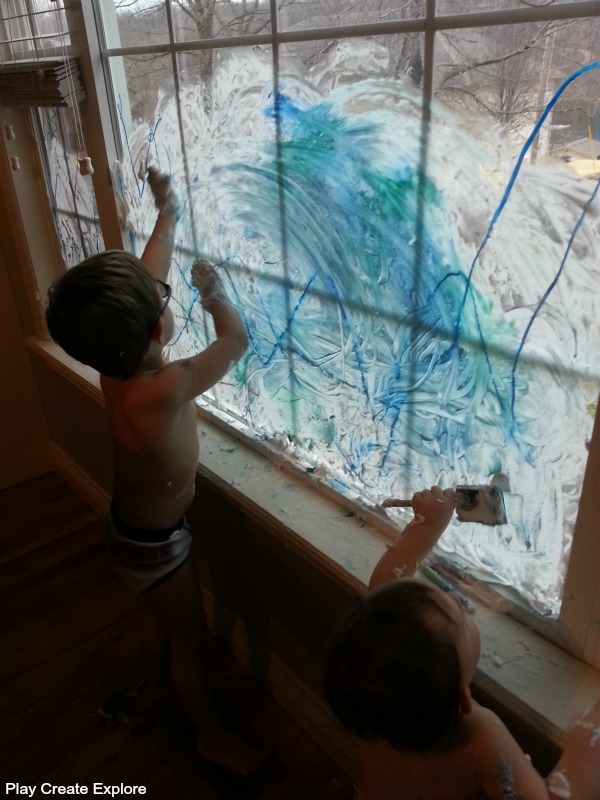 Play Create Explore Playing with Shaving Cream on the Windows